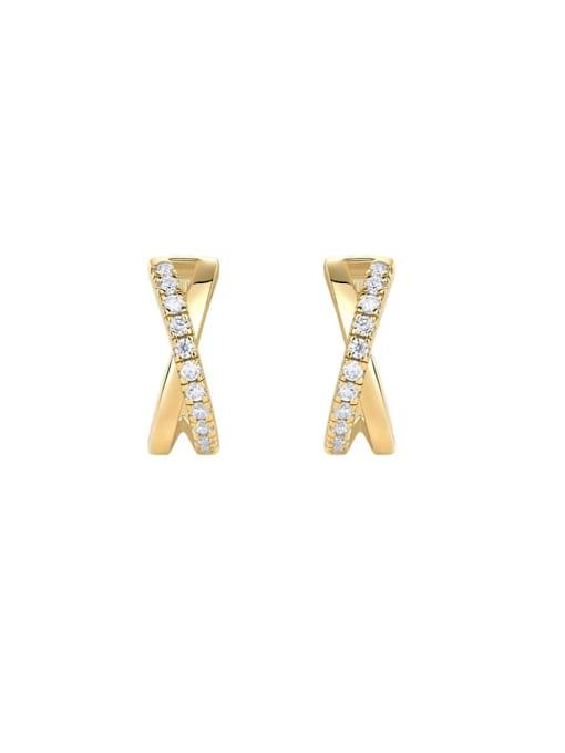 18K Gold Coated Sterling Silver Intersecting CZ Earrings - Wearluxe Jewelry