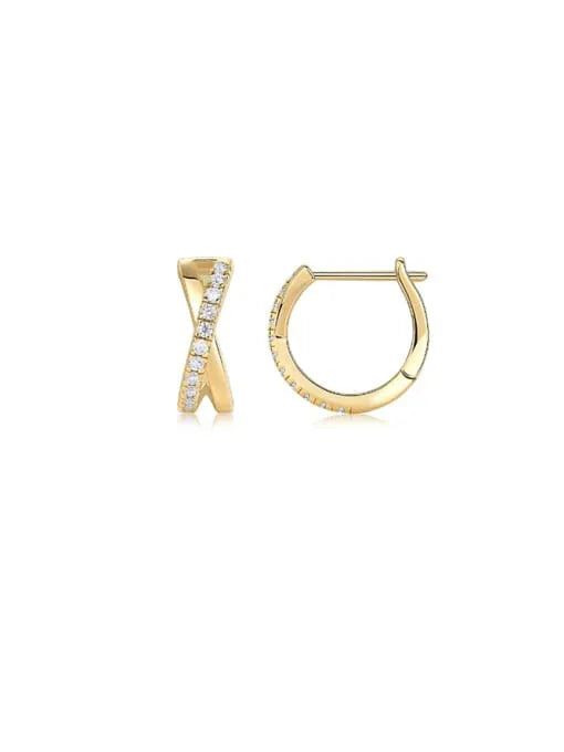 18K Gold Coated Sterling Silver Intersecting CZ Earrings - Wearluxe Jewelry