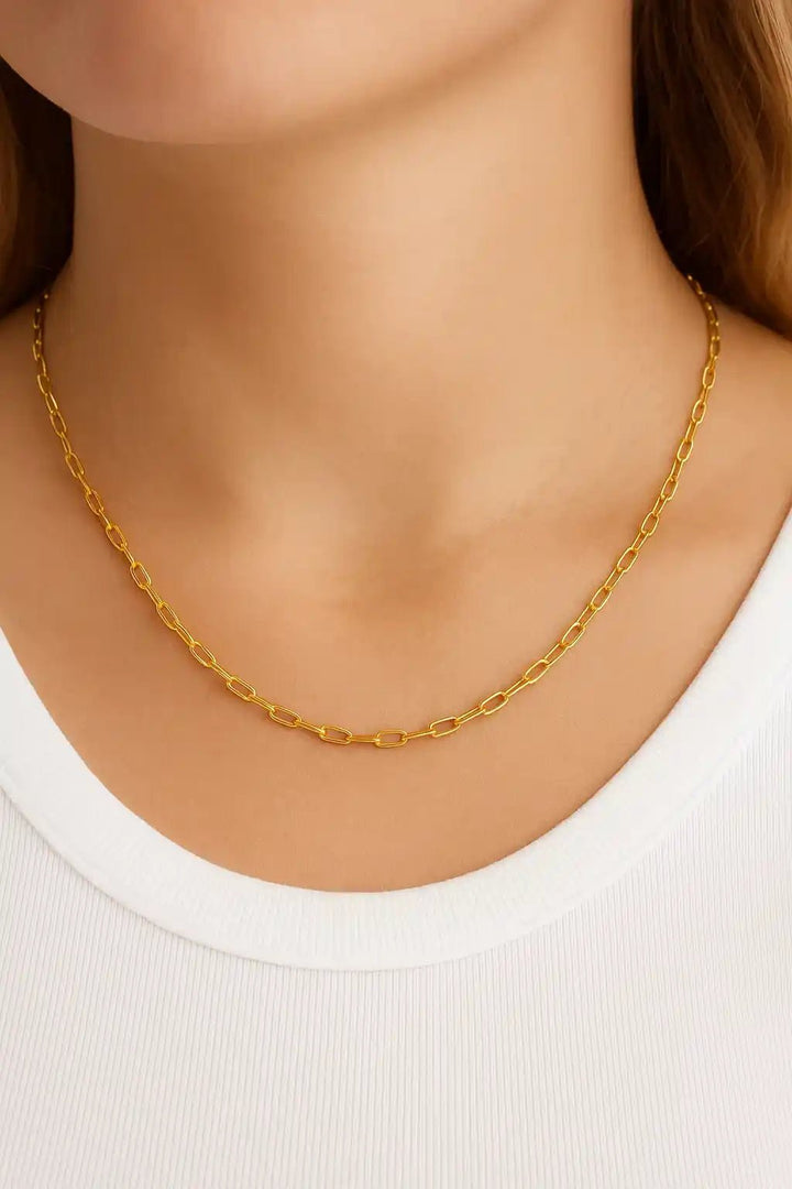18k Gold Vermeil Paperclip Chain Necklace - Wearluxe Jewelry