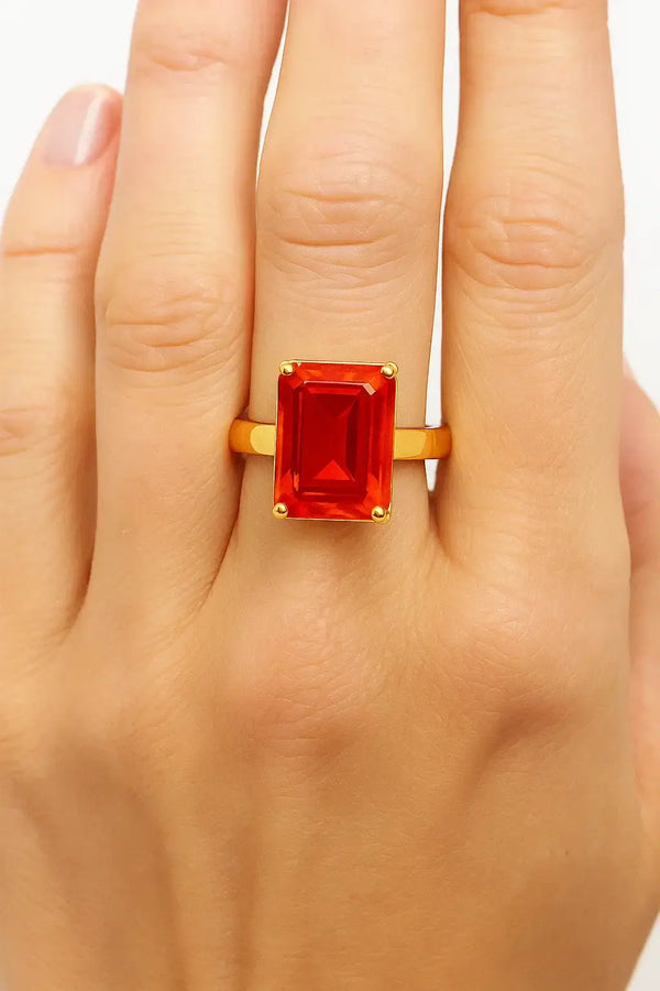Red Topaz Gold Vermeil Ring