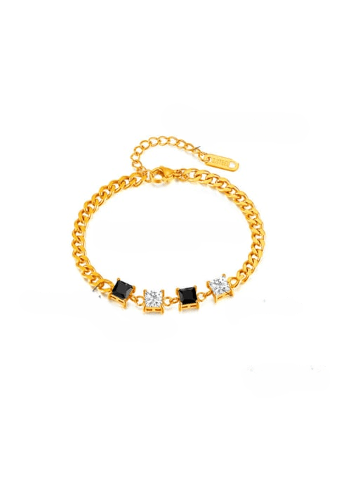 Black & White Princess Cut Chain Bracelet - Wearluxe Jewelry
