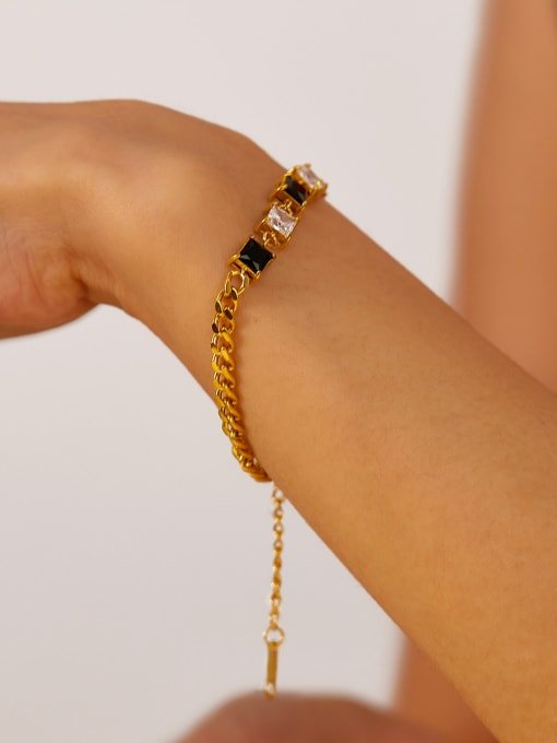 Black & White Princess Cut Chain Bracelet - Wearluxe Jewelry