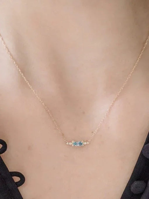 Celestial Blue Bar Necklace: 18K Gold Plated - Wearluxe Jewelry
