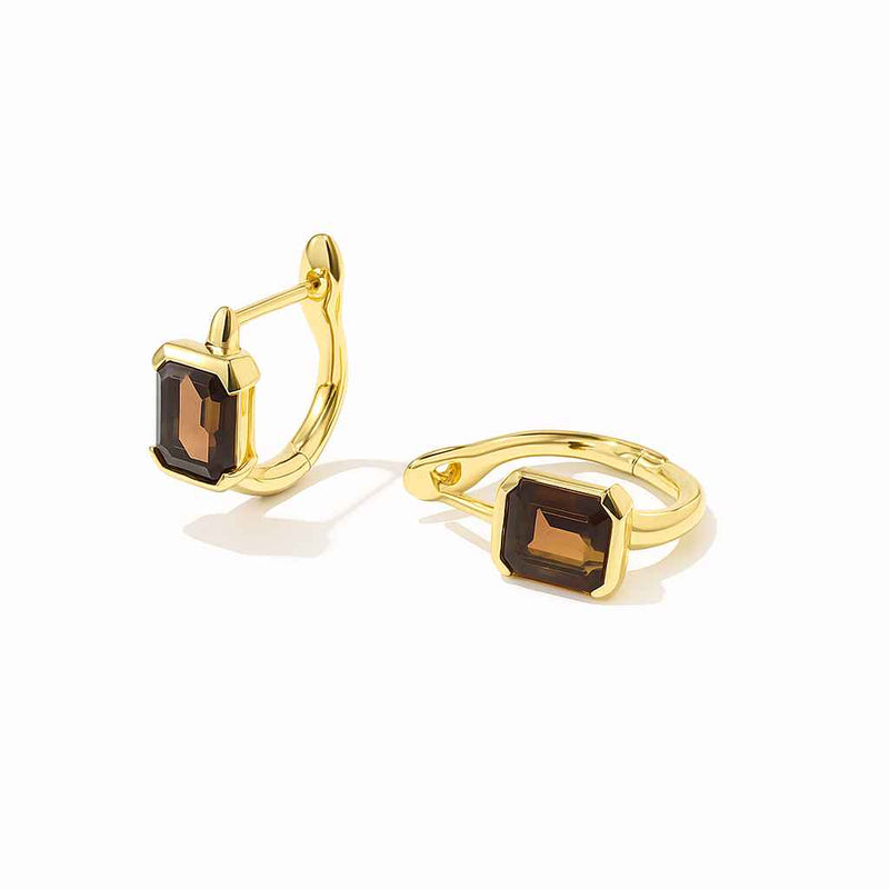 Elegant Brown Emerald-Cut Earrings