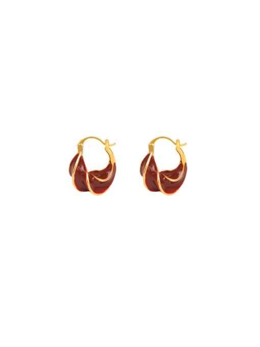 Crimson Drape Enamel Hoops - Wearluxe Jewelry