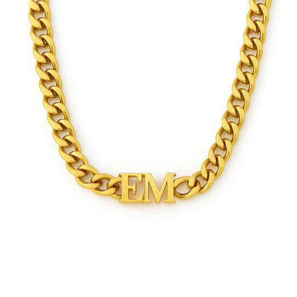 Custom Initial Gold Vermeil Cuban Chain Necklace - Wearluxe Jewelry