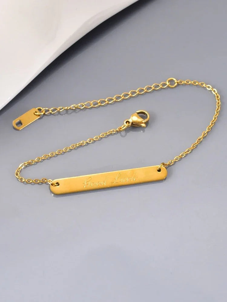 Customizable Golden Bar Bracelet (18K Gold Coated) - Wearluxe Jewelry