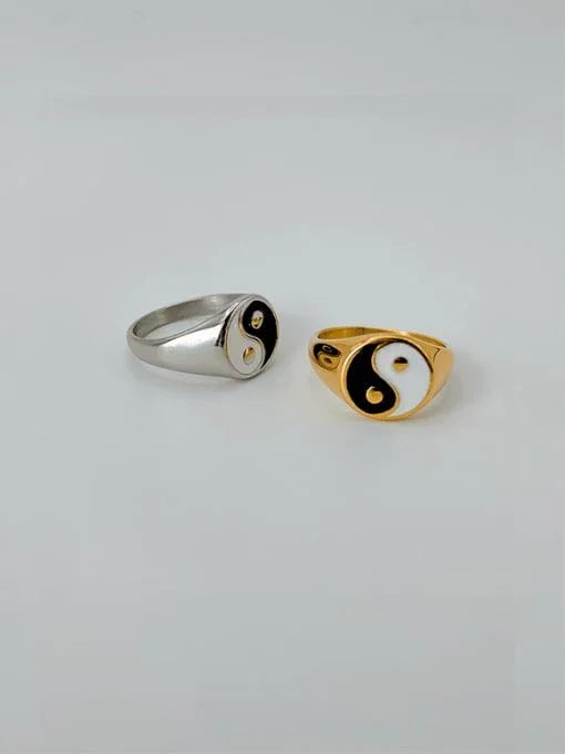 Duality Symbol Ring: Sterling Silver and Gold - Wearluxe Jewelry