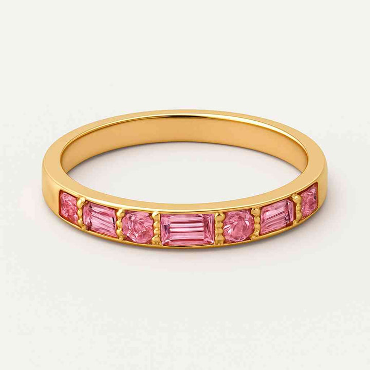 Elegant Gold Vermeil Ring with Pink Gemstone Band - Wearluxe Jewelry