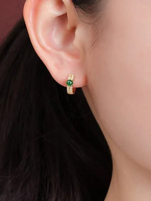 Emerald Glow Pavé Huggie Earrings - Wearluxe Jewelry