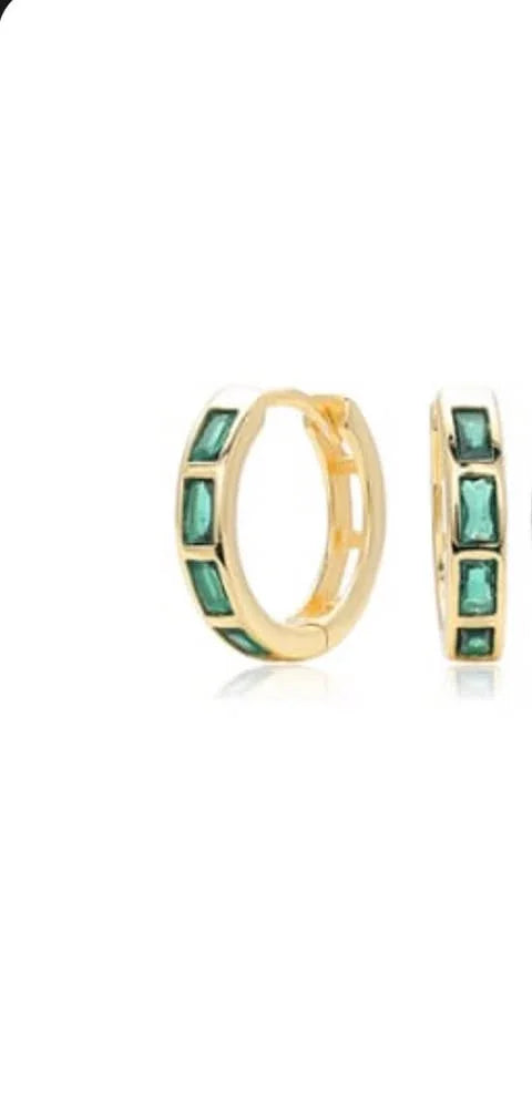 Emerald Radiance Hoops: 18K Gold Plated - Wearluxe Jewelry