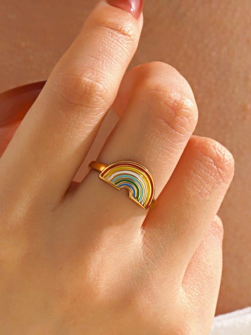 Enamel Rainbow Trend Band Ring - Wearluxe Jewelry