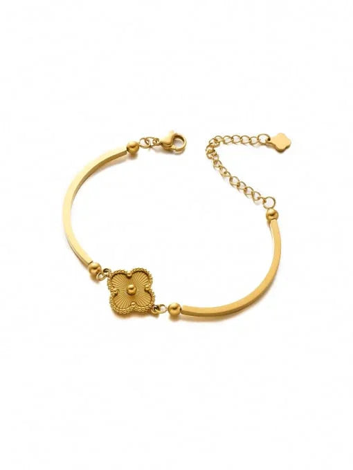 Gold Flower Minimalist Link Bracelet - Wearluxe Jewelry