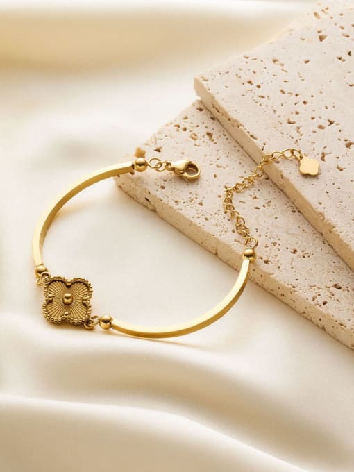 Gold Flower Minimalist Link Bracelet - Wearluxe Jewelry