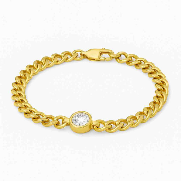 Gold Vermeil Bezel - Set Cuban Link Bracelet - Wearluxe Jewelry