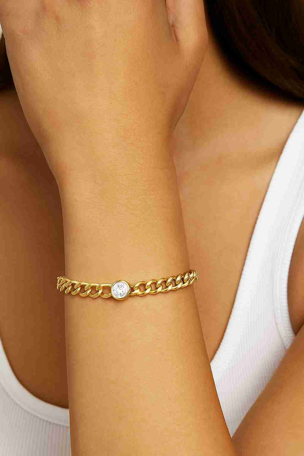 Gold Vermeil Bezel - Set Cuban Link Bracelet - Wearluxe Jewelry