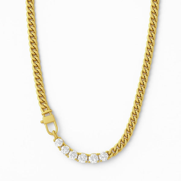 Gold Vermeil Diamond - Accent Cuban Chain Necklace - Wearluxe Jewelry