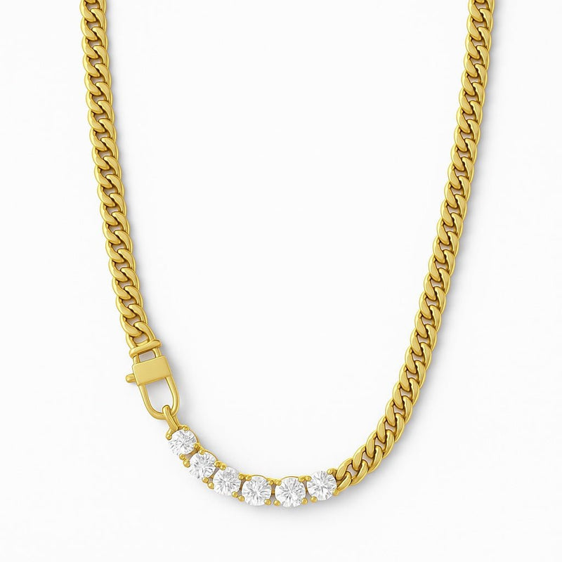 Gold Vermeil Diamond - Accent Cuban Chain Necklace - Wearluxe Jewelry