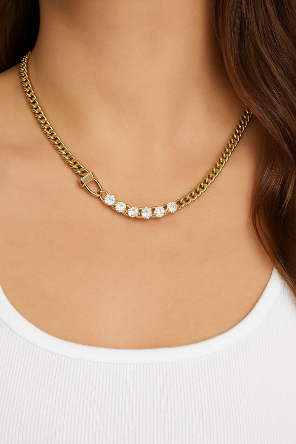Gold Vermeil Diamond - Accent Cuban Chain Necklace - Wearluxe Jewelry