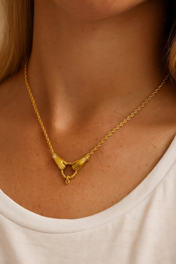 Gold Vermeil Hand - Held Rope Necklace - Wearluxe Jewelry