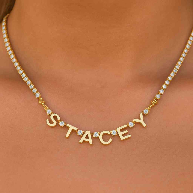 Gold vermeil Initial Necklace – Free Name Personalization” - Wearluxe Jewelry