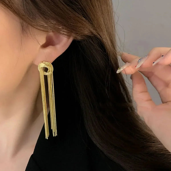 Golden Cascade Tassels: Sterling Silver Gold Plated Earrings - Wearluxe Jewelry