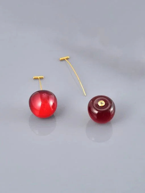 Golden Cherry Drop Earrings (18K Gold Coated) - Wearluxe Jewelry