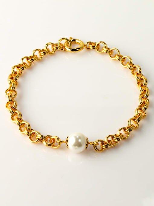Golden Chunky Chain Pearl Bracelet (18K Gold Coated) - Wearluxe Jewelry