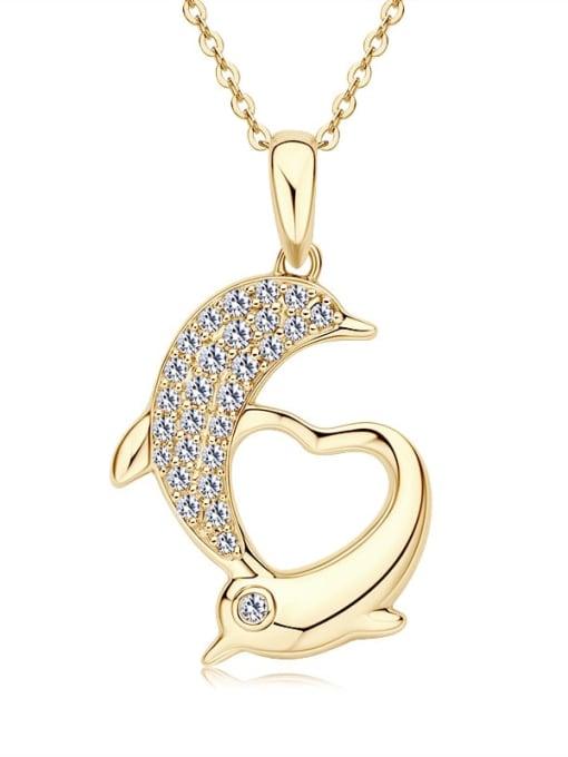 Golden Dolphin Heart Necklace (18K Gold Coated Sterling Silver) - Wearluxe Jewelry