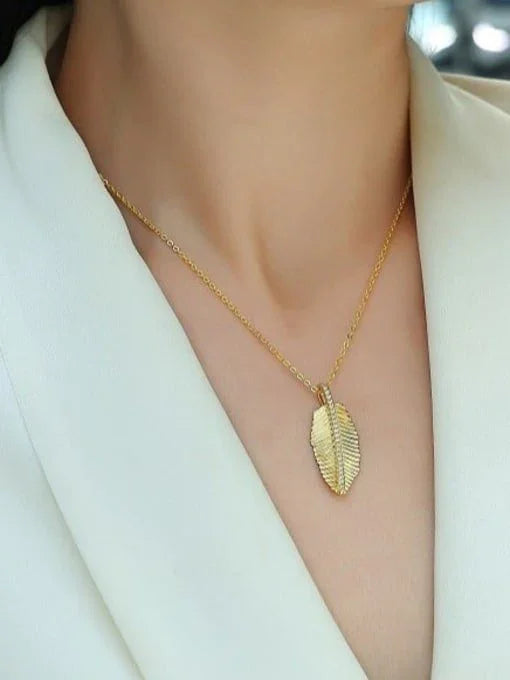 Golden Feather Whisper: 18K Gold Coated Pendant - Wearluxe Jewelry