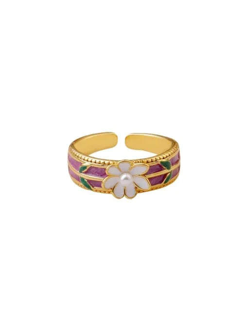 Golden Floral Enamel Ring - Wearluxe Jewelry