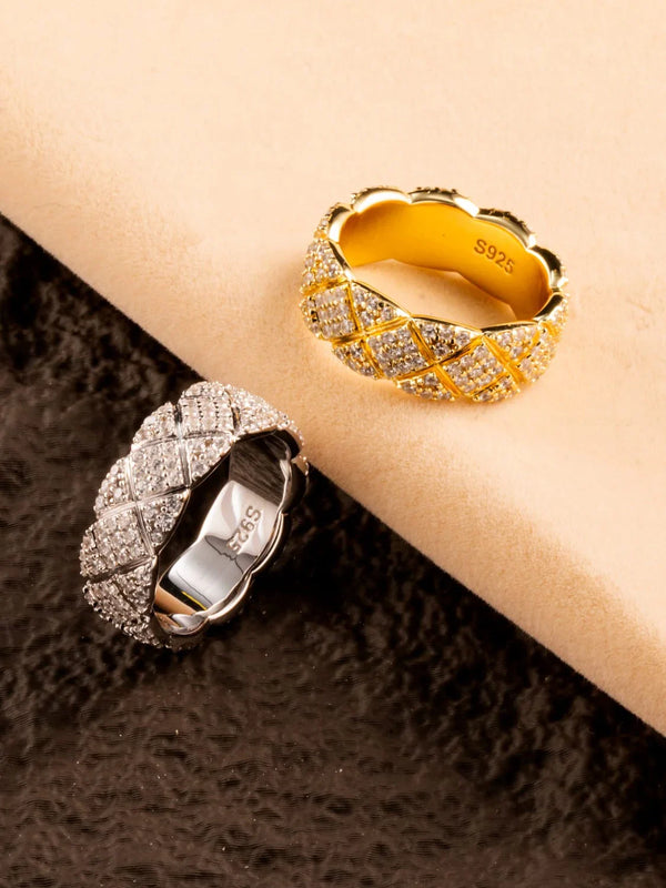 Golden Geometric Lattice Ring: 18K Gold Coated - Wearluxe Jewelry