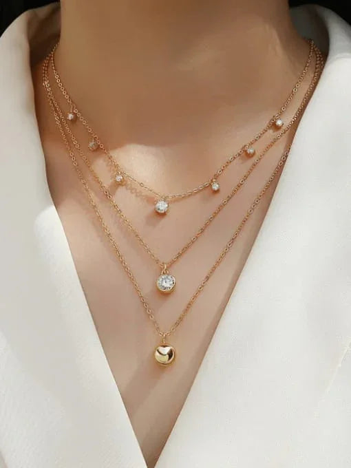 Golden Layered Sparkle: 18K Gold Coated Trio Necklace - Wearluxe Jewelry