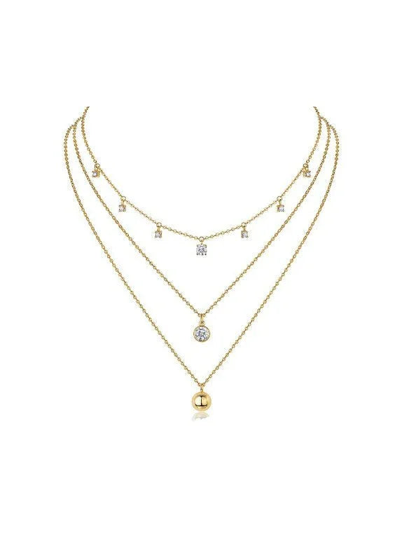 Golden Layered Sparkle: 18K Gold Coated Trio Necklace - Wearluxe Jewelry