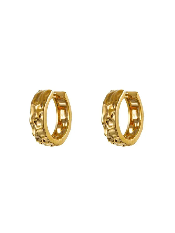 Golden Texture Hoops: Sterling Silver Gold Plated Earrings - Wearluxe Jewelry