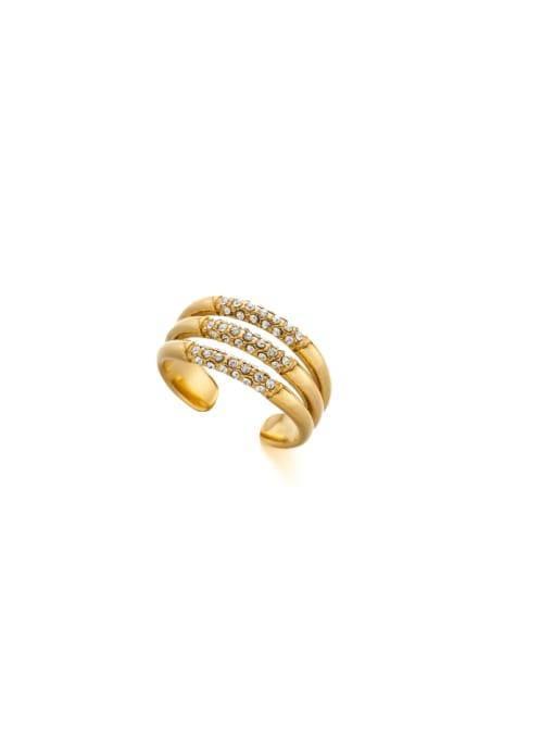 Golden Triple Band Sparkle Ring (18K Gold Coated) - Wearluxe Jewelry