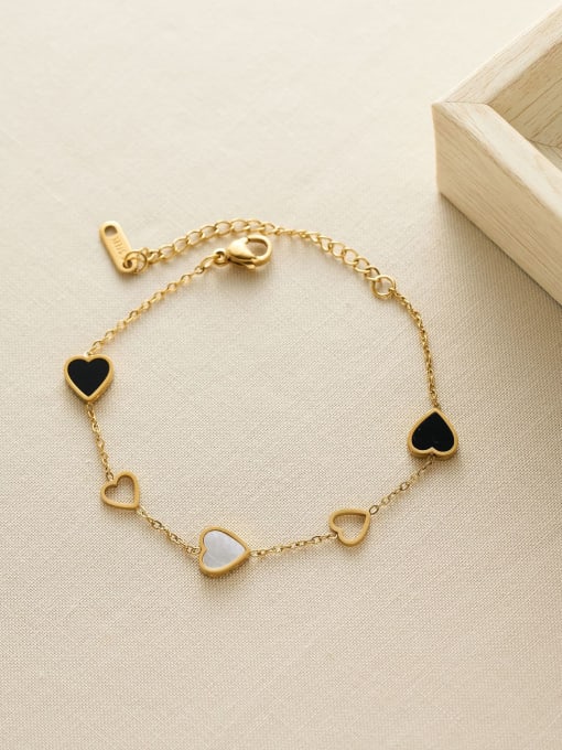 Monochrome Heart Link Bracelet - Wearluxe Jewelry