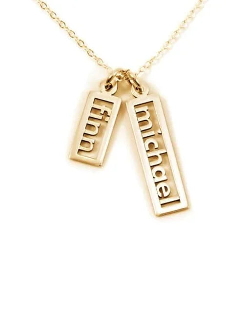 Open Double Rectangle Name Necklace - Wearluxe Jewelry