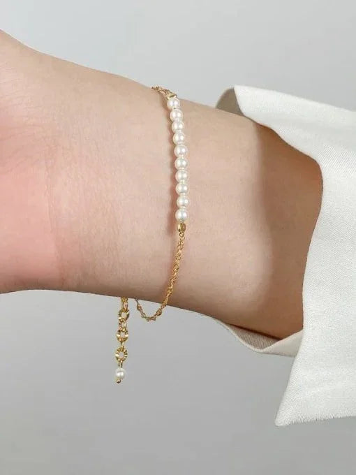 Pearl Round Minimalist Link Bracelet - Wearluxe Jewelry