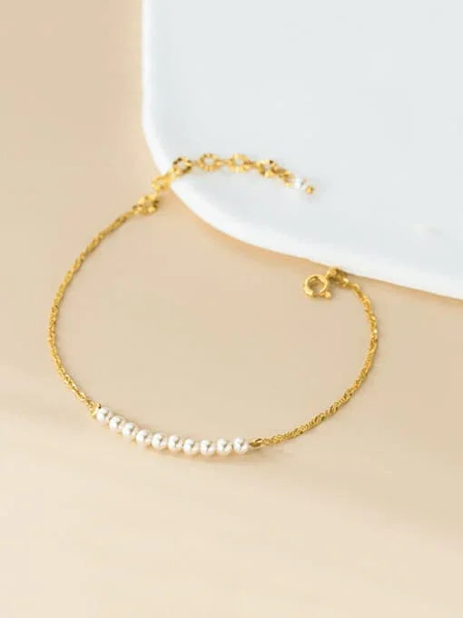 Pearl Round Minimalist Link Bracelet - Wearluxe Jewelry