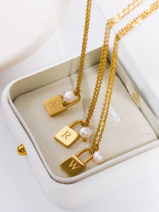 Personalized Initial Lock Charm Necklace - Wearluxe Jewelry
