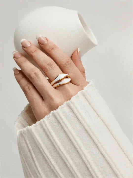 Radiant Gold Sculpted Enamel Ring {Gold Plated} - Wearluxe Jewelry