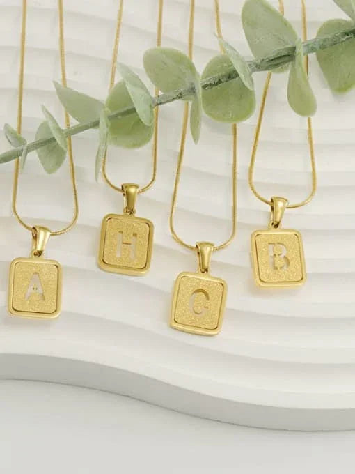 Radiant Gold Square Initial Pendant Necklace - Wearluxe Jewelry