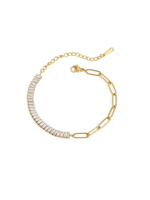 Radiant Gold Toggle Clasp Bracelet with White Inlay - Wearluxe Jewelry