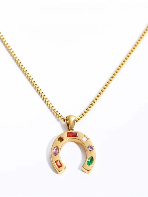 Radiant Gold Vibrant Horseshoe Charm Necklace - Wearluxe Jewelry