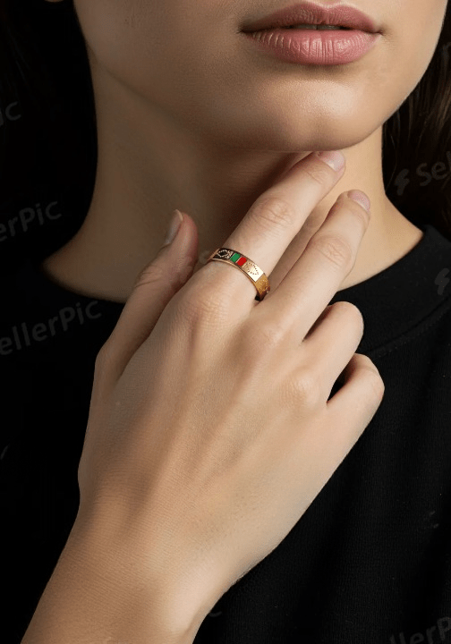Red & Green Dual - Tone Box Ring - Wearluxe Jewelry
