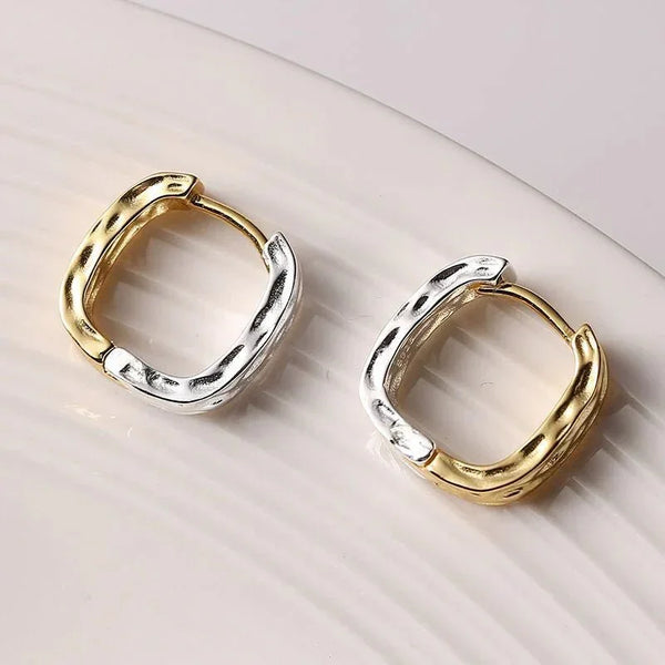 Sculpted Gold Hoops: 18K Gold Coated 925 Sterling Silver - Wearluxe Jewelry