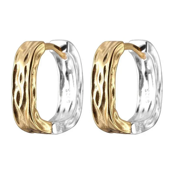 Sculpted Gold Hoops: 18K Gold Coated 925 Sterling Silver - Wearluxe Jewelry