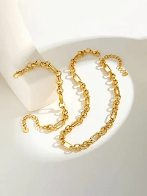 The Aurelia Set – 18K Gold Vermeil Chain Necklace & Bracelet Duo - Wearluxe Jewelry