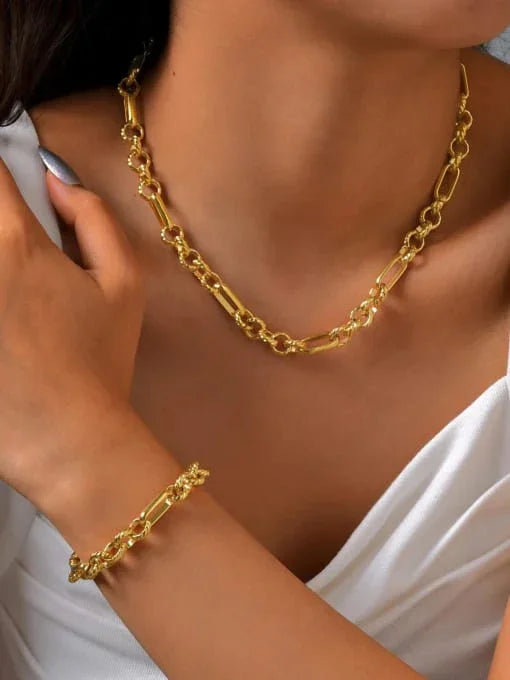 The Aurelia Set – 18K Gold Vermeil Chain Necklace & Bracelet Duo - Wearluxe Jewelry